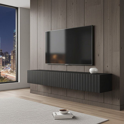 Antibes black slat effect wall - black,