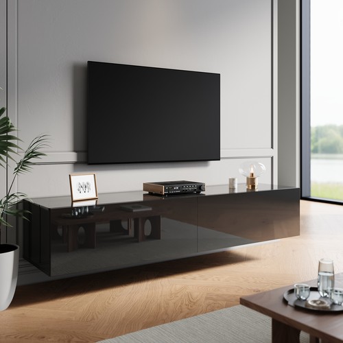 Black high gloss wall floating - black,